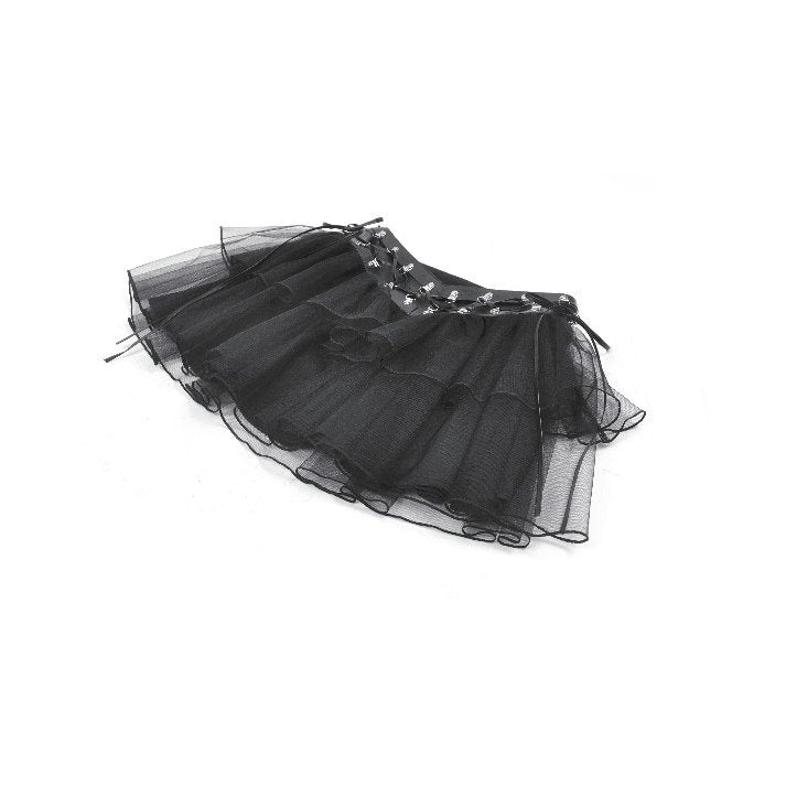 Dark in Love Bonded Tulle Layered Goth Mini Skirt in Black