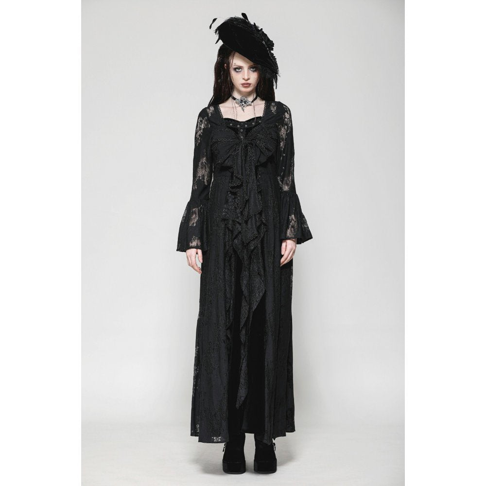 Dark in Love Emersyn Elegant Gothic Lace-Trimmed Long Robe
