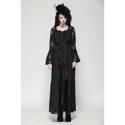 Dark in Love Emersyn Elegant Gothic Lace-Trimmed Long Robe