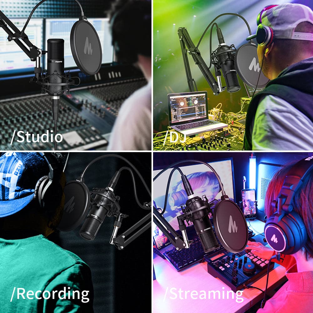 Maono XLR Cardioid Professional Vocal Studio Microphone with Boom Arm Kit