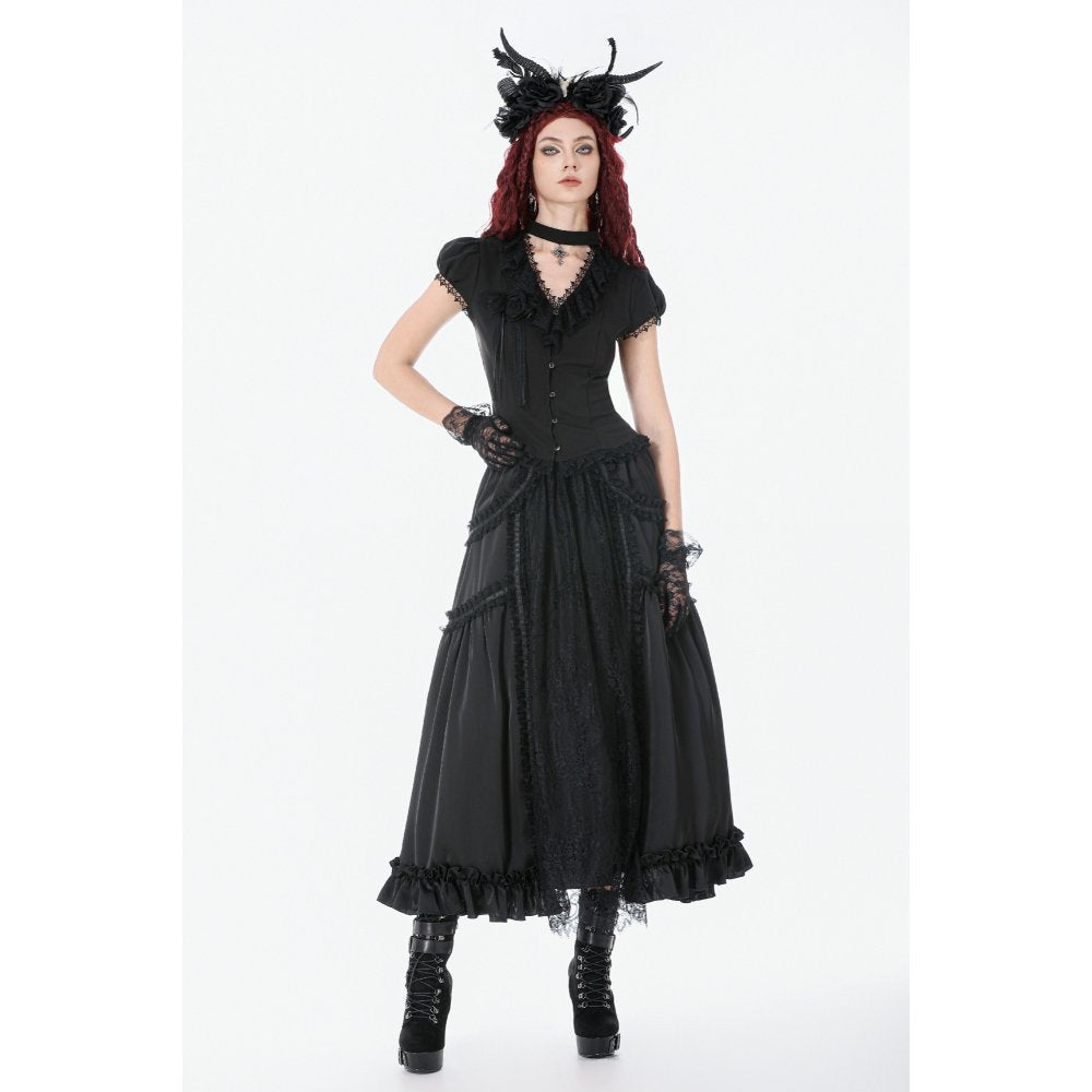 Dark in Love Courtly Cross Gem Gothic Blouse