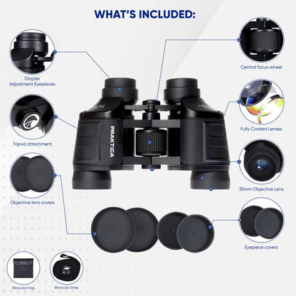 PRAKTICA Falcon 7x35mm Wide Angle Porro Prism Field Binoculars - Black