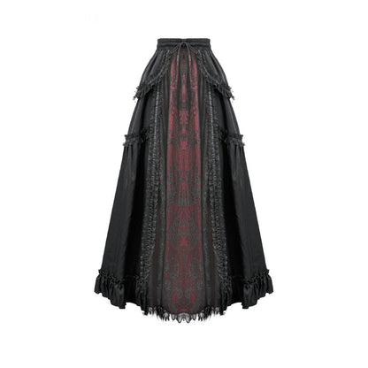 Dark in Love Gothic Victorian Lace Panel Skirt (Crimson)