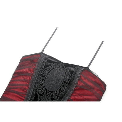 Dark in Love Lilith Red & Black Mesh Panel Goth Gown