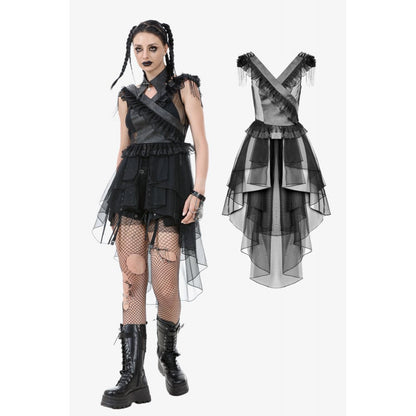 Dark in Love Seraphina Tiered Mesh & Ruffle Goth Layer Dress