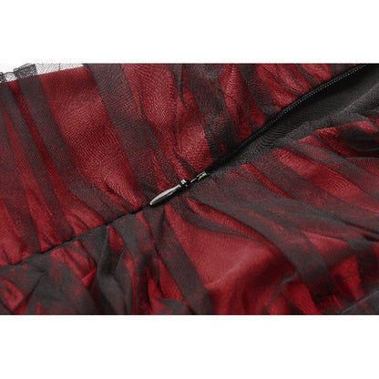 Dark in Love Lilith Red & Black Mesh Panel Goth Gown
