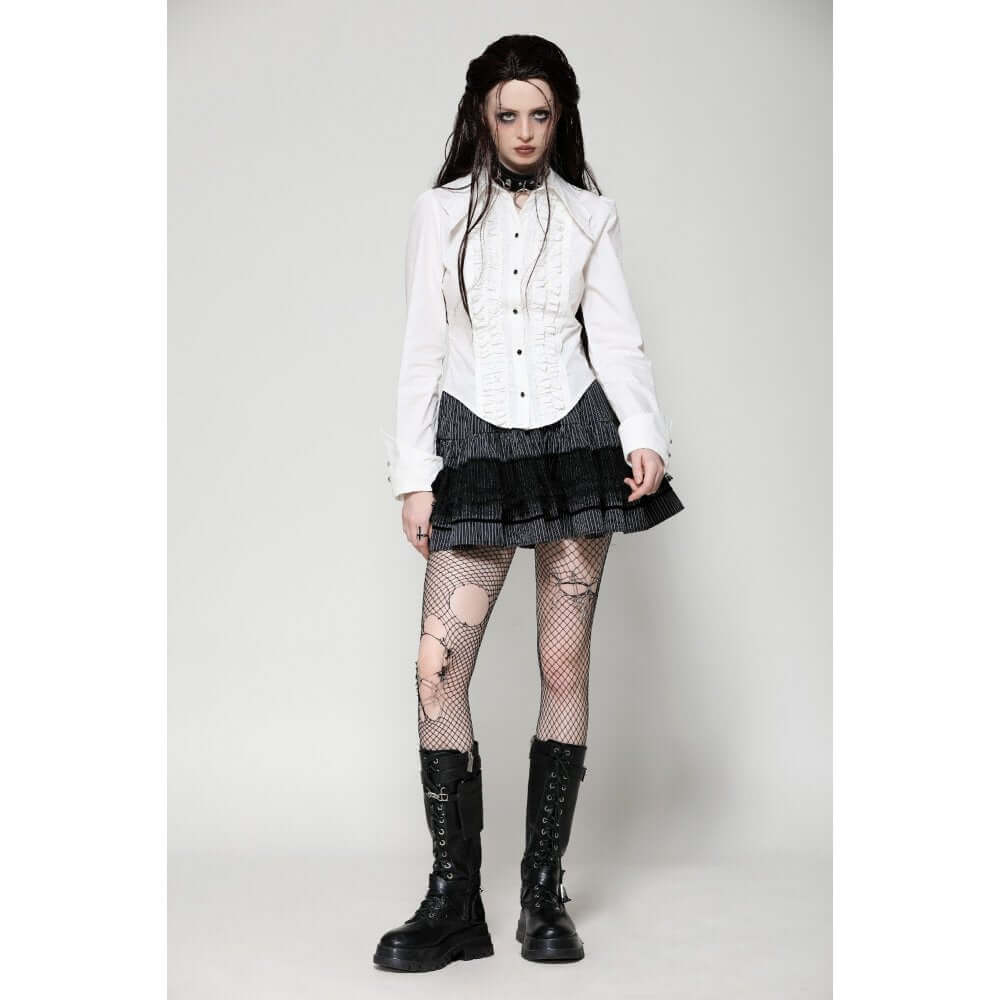 Dark in Love Queeny White Gothic Demon Shirt