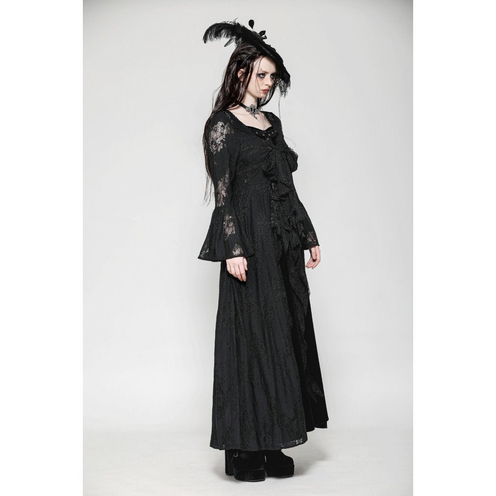 Dark in Love Emersyn Elegant Gothic Lace-Trimmed Long Robe