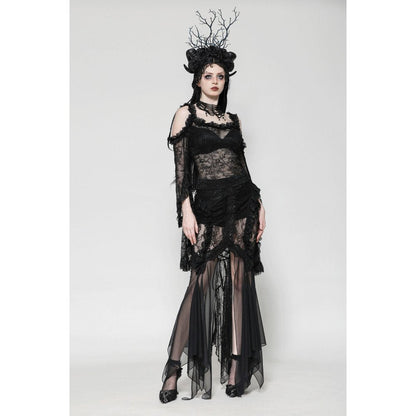 Dark in Love Nevaeh Gothic Lace and Mesh Mermaid Skirt