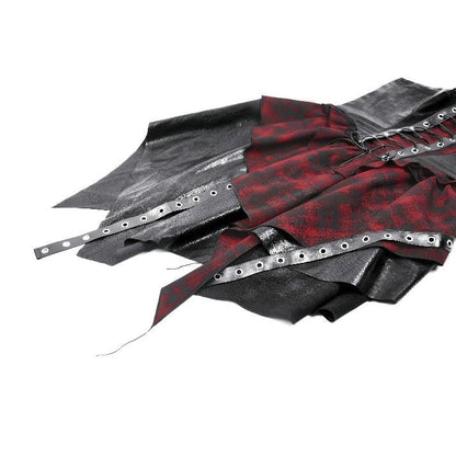 Dark in Love Red Tartan Corset Punk Dress with Handkerchief Skirt