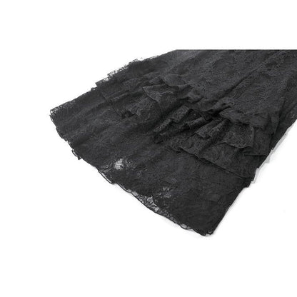 Dark in Love Vintage Gothic Lace Layered Maxi Skirt
