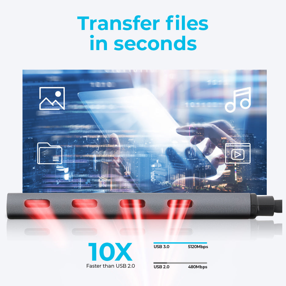 Maplin USB-C Multiport Hub to 3x USB-A 3.0 / Gigabit RJ45 - Silver