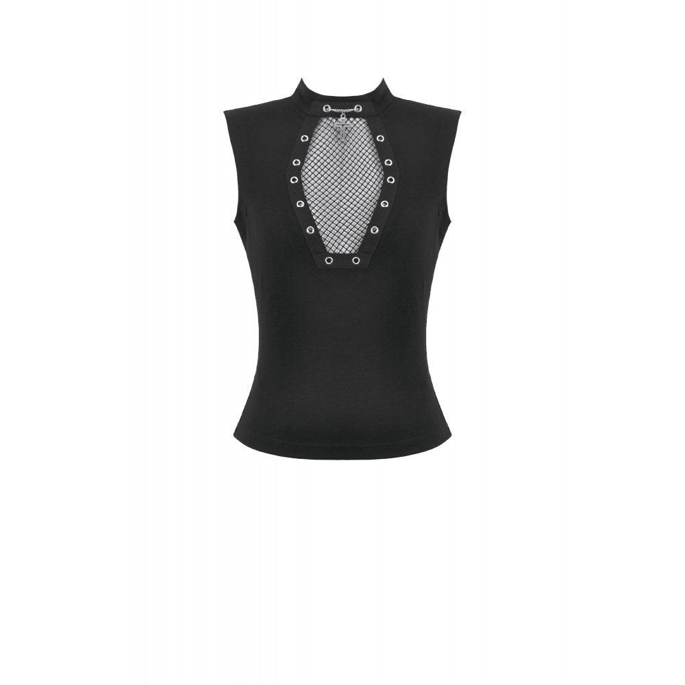 Dark in Love Punk Coffin Mesh Panel Top