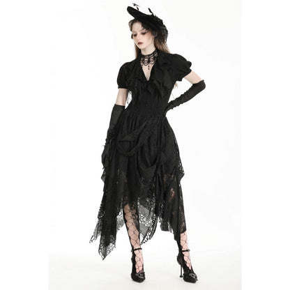 Dark in Love Abella Distressed Lace Midi Skirt