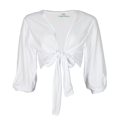 Plain Cuffed Sleeve Wrap Top