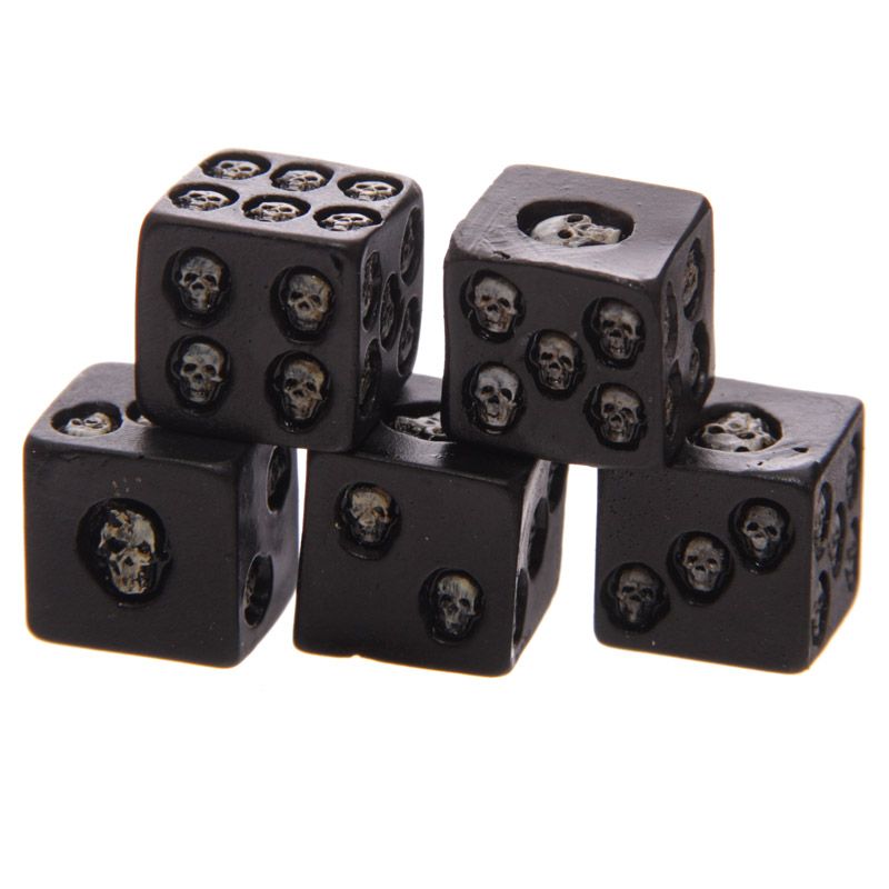 Gothic Gifts Black Skull Dice - Pack of 5
