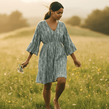 Leaf Print Kurta Dress