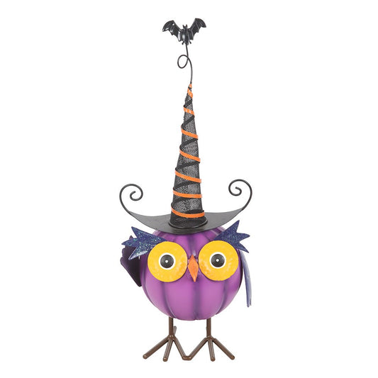 Gothic Gifts Witch Hat on a Purple Metal Owl Ornament