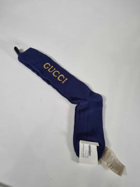Gucci Blue Gucci Logo Print Detail Socks Size: Small