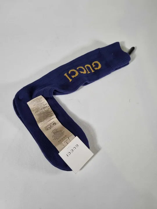 Gucci Blue Gucci Logo Print Detail Socks Size: Small