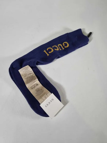 Gucci Blue Gucci Logo Print Detail Socks Size: Small