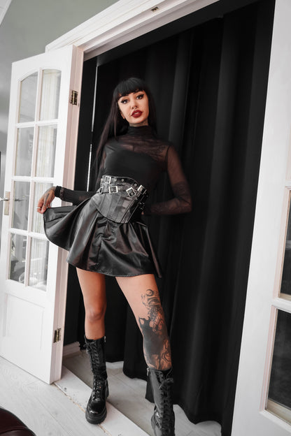 Dark in Lia Punk Love Patent Leather Waist Corset with Metal Accents