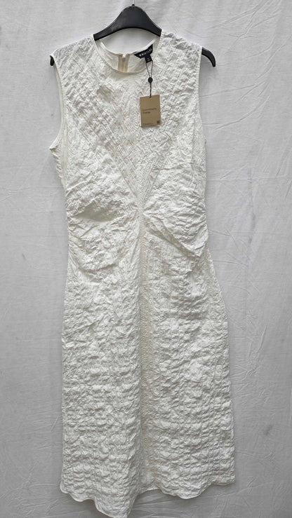 Whistles - Ecru Lori Textured Midi Dress Size: Uk 12