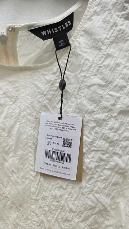 Whistles - Ecru Lori Textured Midi Dress Size: Uk 12