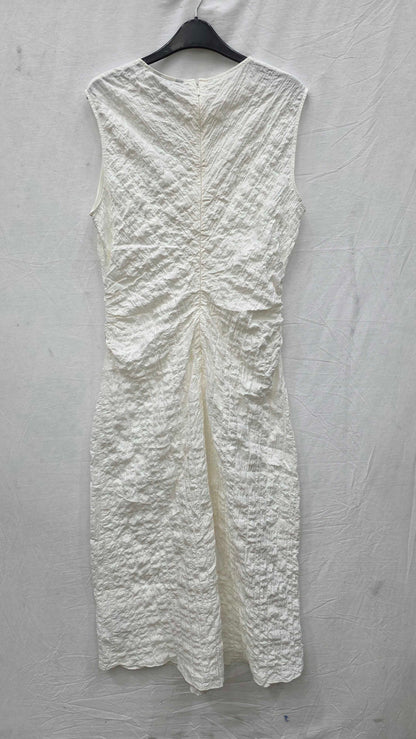 Whistles - Ecru Lori Textured Midi Dress Size: Uk 12