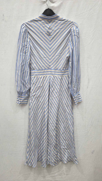 L.k. Bennett Marcellin Midi Tie Stripe Silk Dress Size: Uk 6