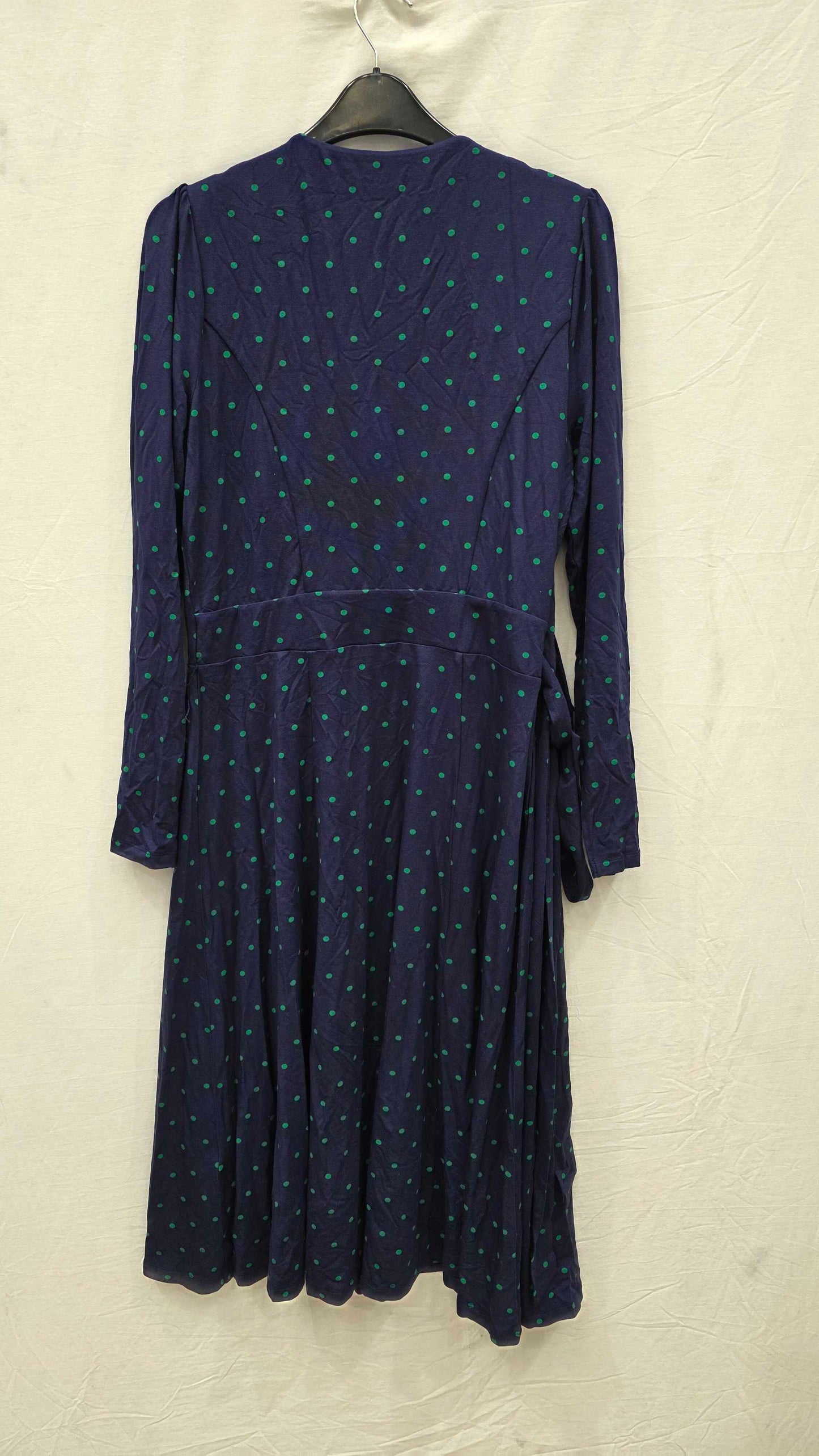 Khloe Navy And Green Spot Jersey Wrap Dress Size: Uk 12