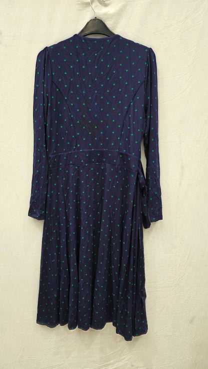 Khloe Navy And Green Spot Jersey Wrap Dress Size: Uk 12