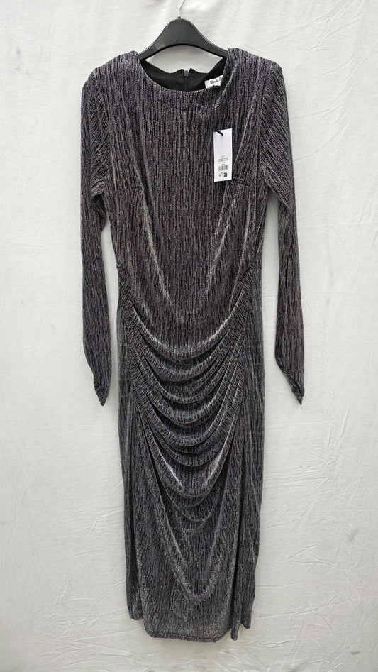 Ro & Zo - Silver Sparkle Jersey Midi Dress Size: Uk 12