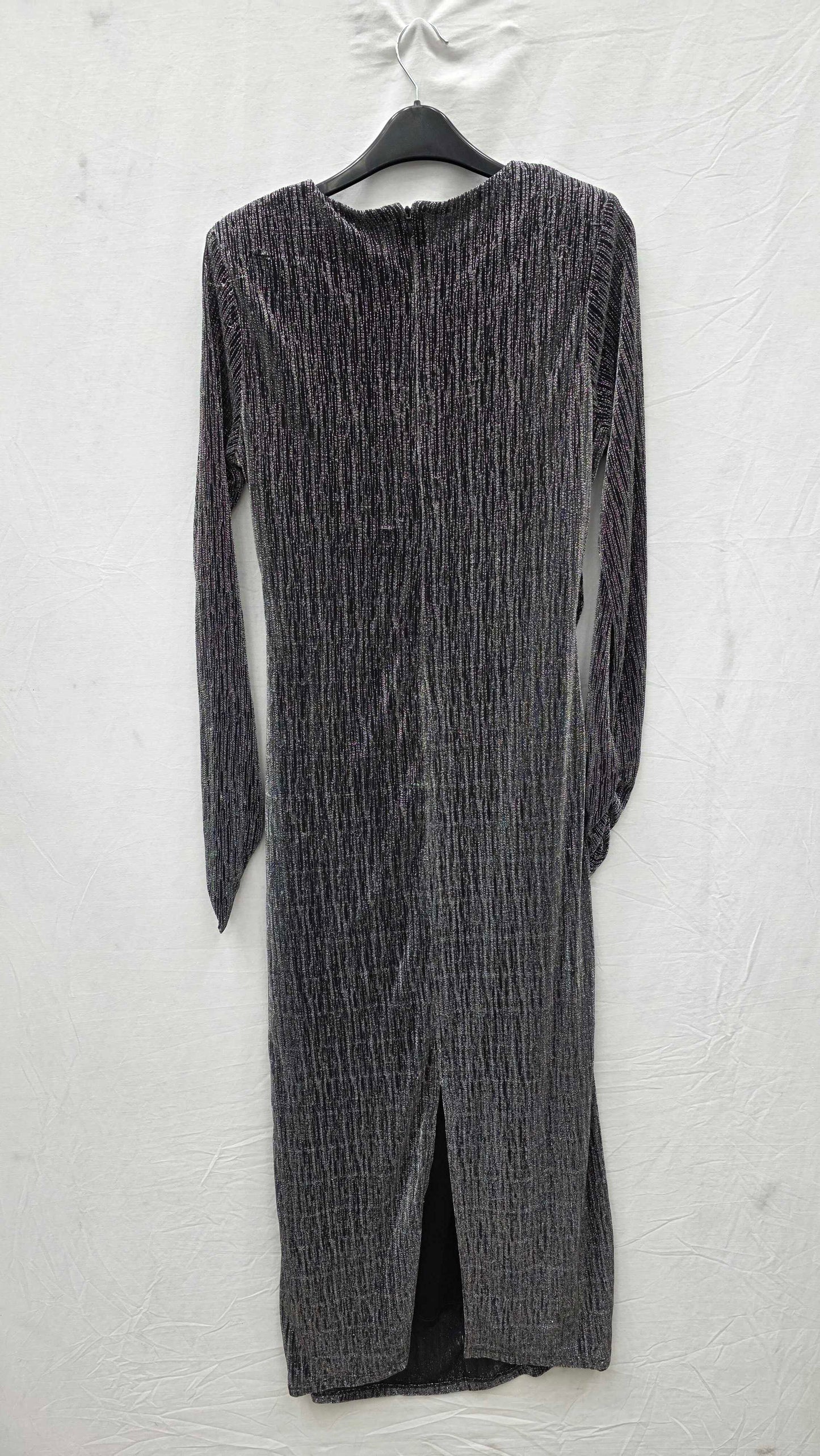 Ro & Zo - Silver Sparkle Jersey Midi Dress Size: Uk 12