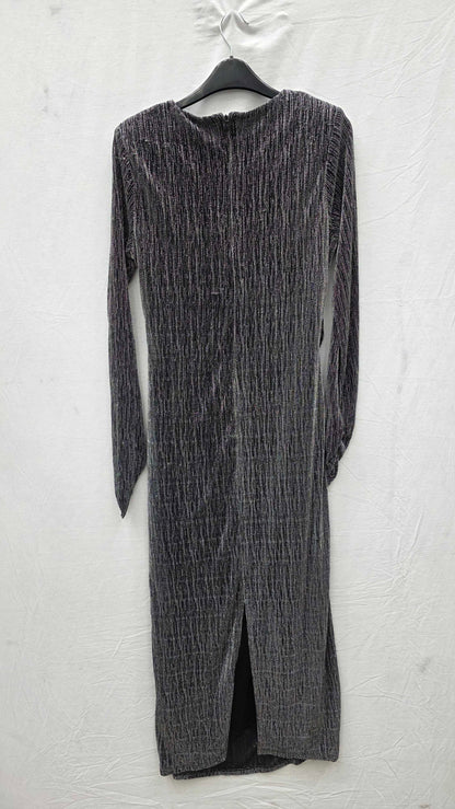 Ro & Zo - Silver Sparkle Jersey Midi Dress Size: Uk 12