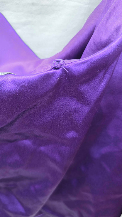 Satin Drape Shoulder Wrap Maxi Dress - Purple By Goddiva Size: Small