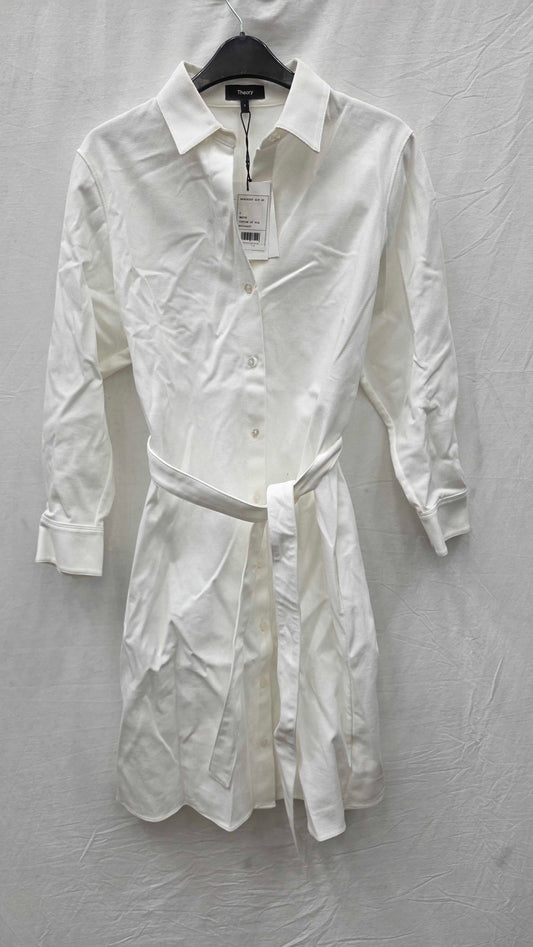 Theory White Bracelet Cotton Blend Dress Size: Small
