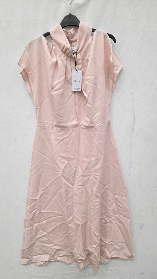 Reiss - Nude Andressa Short Sleeve Dress Size: Uk14