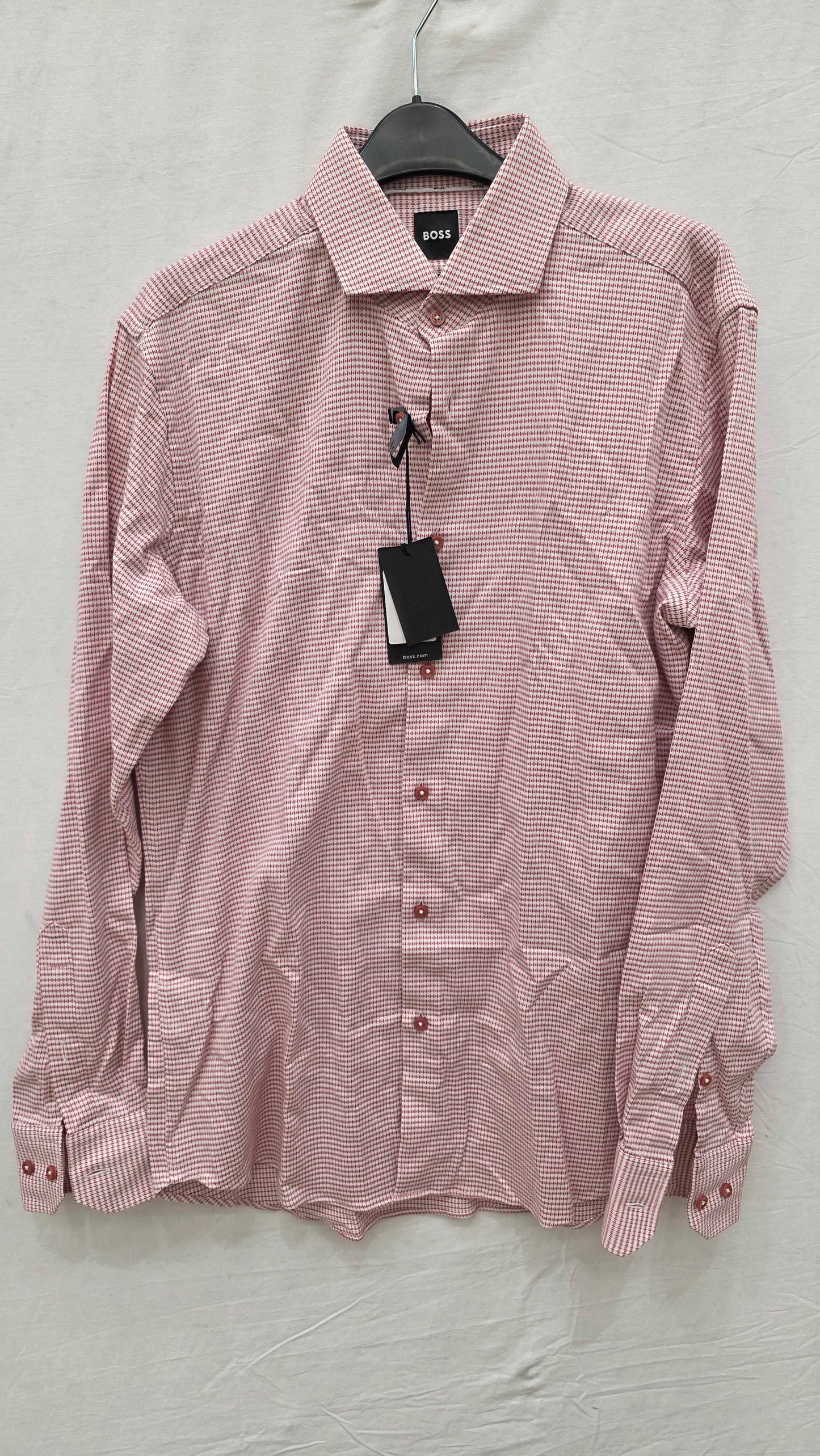Boss Pink Joe Stretch Cotton Shirt Size: 15.75