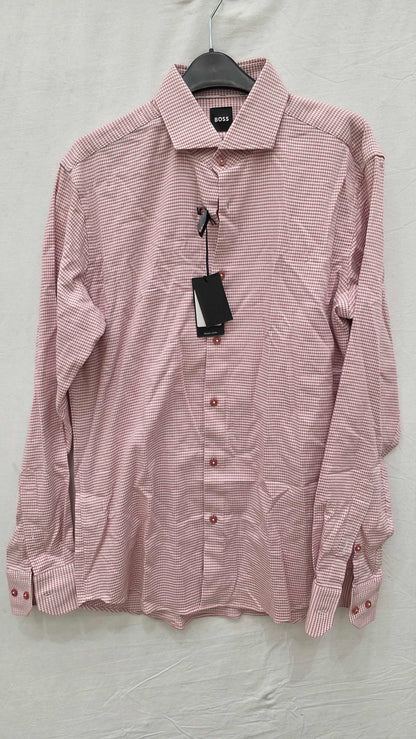 Boss Pink Joe Stretch Cotton Shirt Size: 15.75