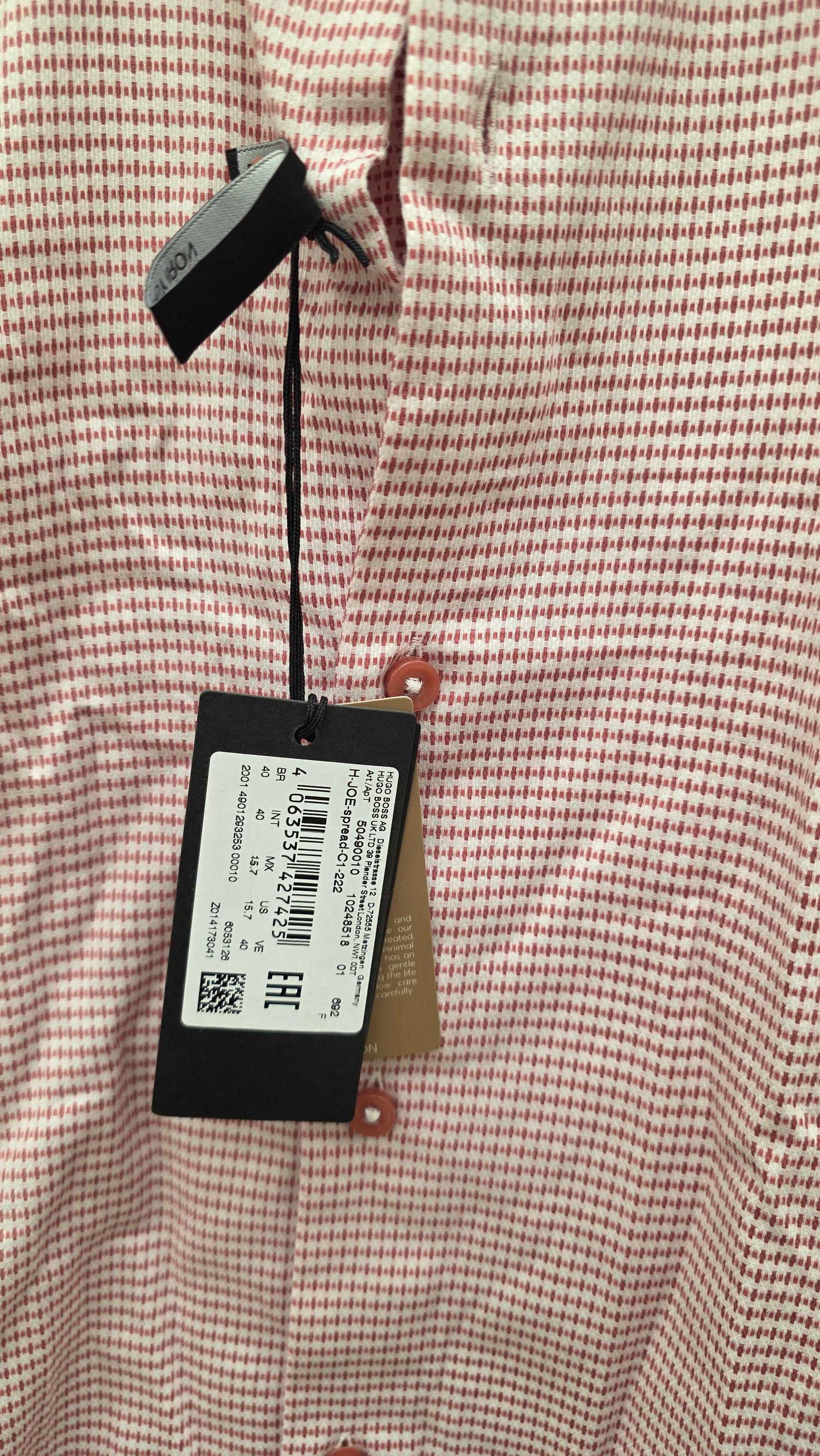 Boss Pink Joe Stretch Cotton Shirt Size: 15.75