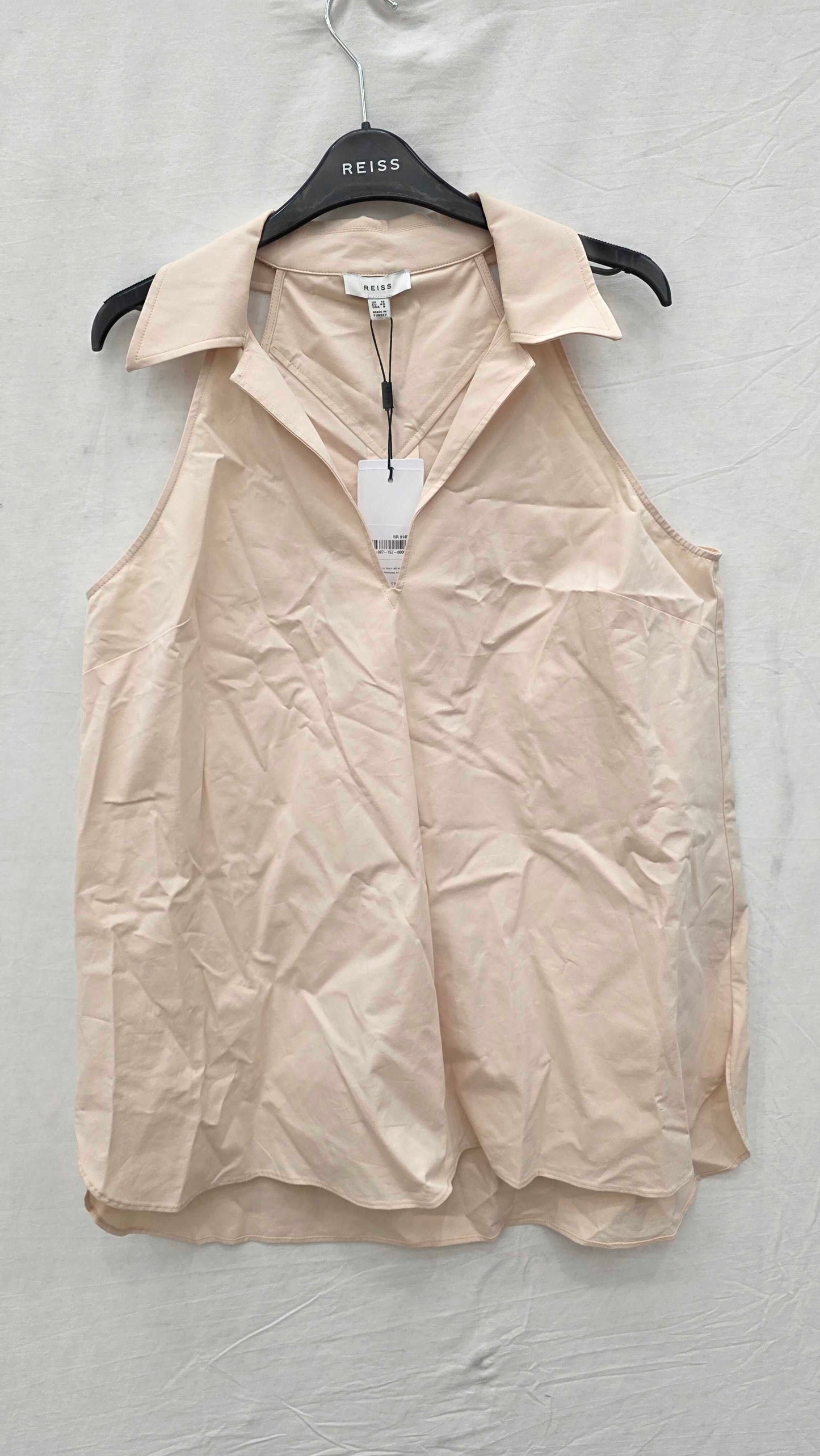 Reiss - Nude Layla Cotton Blend Shirt Size: Uk 12