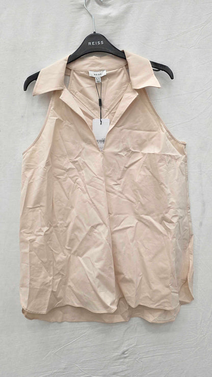 Reiss - Nude Layla Cotton Blend Shirt Size: Uk 12