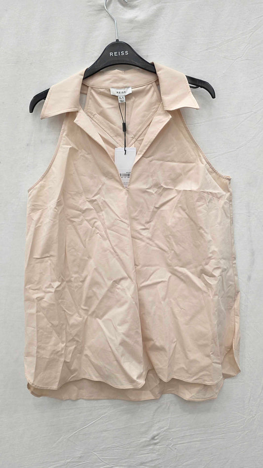 Reiss - Nude Layla Cotton Blend Shirt Size: Uk 12