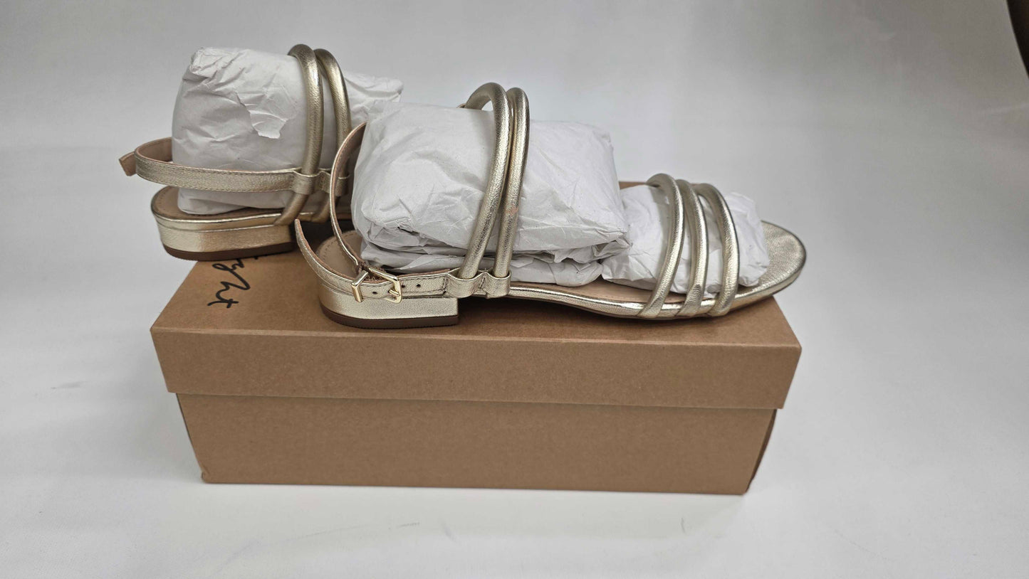 Phase Eight - Gold Leather Strappy Flats Size: Uk 7