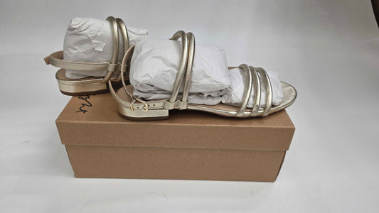 Phase Eight - Gold Leather Strappy Flats Size: Uk 7