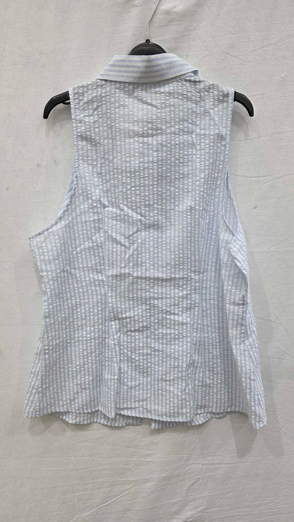 Mango - Blue Striped Textured Shirt Size: Large