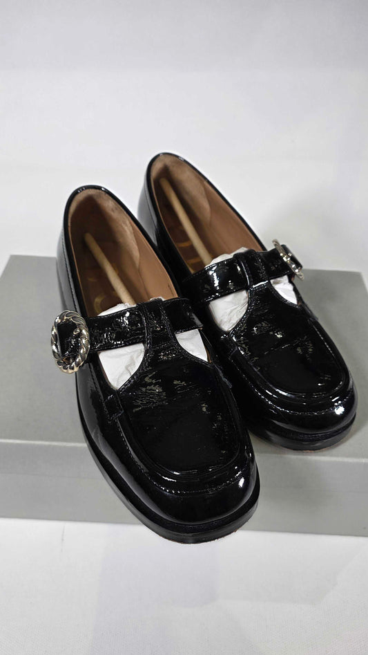 Oliver Bonas - Black Mary Jane Twist Buckle Loafer Size: Uk 3