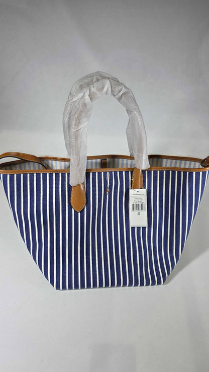 Bellport Striped Canvas Medium Tote Polo Ralph Lauren Size: *