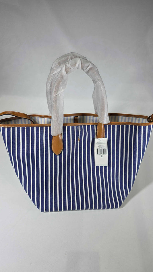 Bellport Striped Canvas Medium Tote Polo Ralph Lauren Size: *